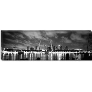 iCanvasArt Texas, Austin, Panoramic View of a City Skyline Black/White