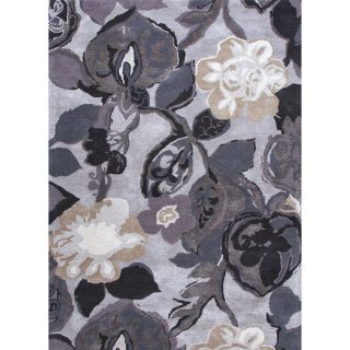 Transitional Floral Blue Wool/ Silk Tufted Area Rug (36 X 56)