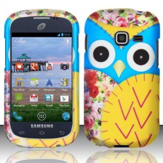 TRENDE   Samsung Galaxy Centura s738c / Samsung Galaxy Discover s730g Phone Case Blue/Yellow Owl Design Rubberized Hard Cover + Free Gift Box (Compatible Models s738c, s730g, SCH S738C, SGH S730G) Cell Phones & Accessories