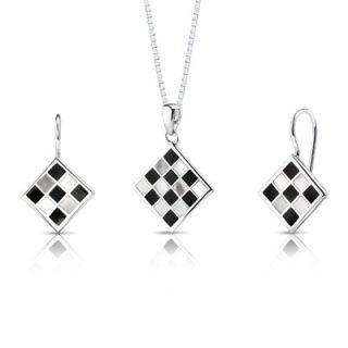 Oravo Chessboard Design Black and White Mother of Pearl Pendant