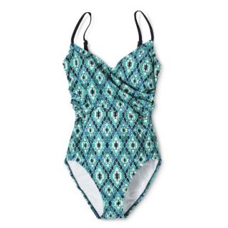 Womens 1 Piece Printed Swimsuit  Blue S