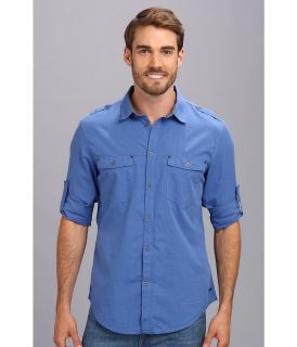 Calvin Klein Jeans L/S Solid Roll Up Mens Long Sleeve Button Up (Blue)