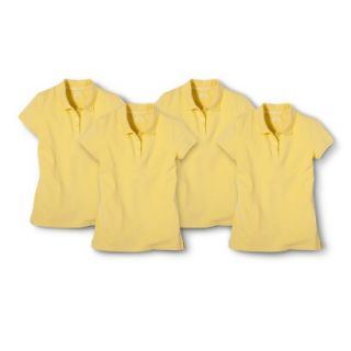 Cherokee Girls School Uniform 4 Pack Short Sleeve Pique Polo   Pongee Tint XL