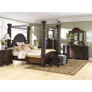 Signature Design By Ashley North Shore Dark Brown King Poster Canopy Bed Brown Size King