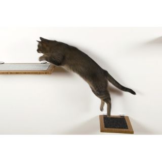 The Refined Feline Clouds Wall Mounted Faux Fur and Metal Cat Perch