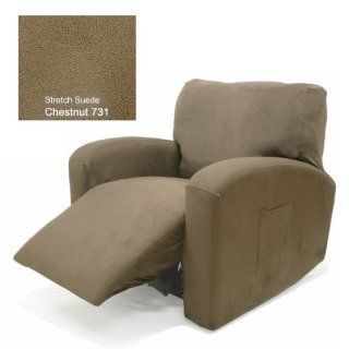 Recliner Chair Cover Stretch Suede Chestnut 731   Armchair Slipcovers
