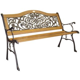 DC America Sienna Wood and Cast Iron Park Bench