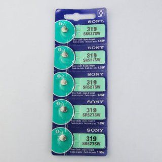 Sony 319   SR527 Silver Oxide Button Battery 1.55V (5 Pack) Electronics