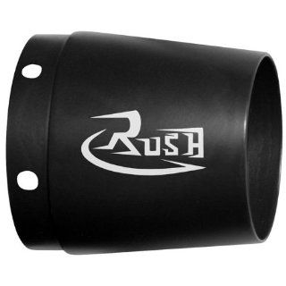 Rush Exhaust 4in. Left Performance Muffler Tip   Tapered   Logo   Black 4022B R1L Automotive