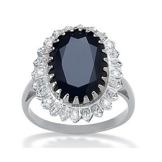 Palm Beach Jewelry Platinum/Silver Midnight Blue Sapphire Ring