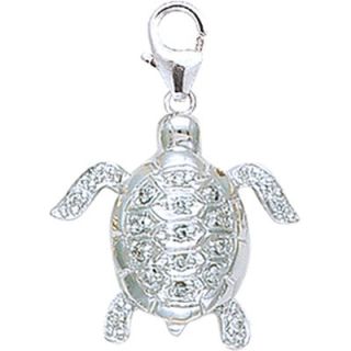 EZ Charms 14K 1.27 Grams White Gold Diamond Turtle Charm