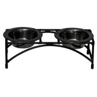 Platinum Pets Modern Double Diner with 2 Wide Rimmed Bowls