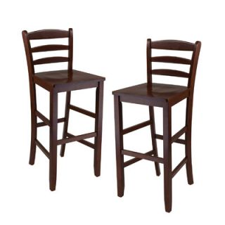 Winsome Ladder Back 30 High Chair in Antique Walnut (Set of 2)