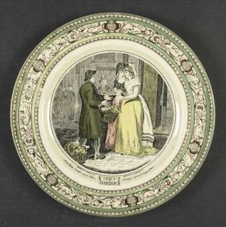 Adams China Cries Of London (Green & Brown Rim) Dinner Plate, Fine China Dinnerw