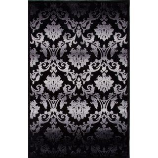 Transitional Gray/ Black Floral pattern Area Rug (9 X 12)