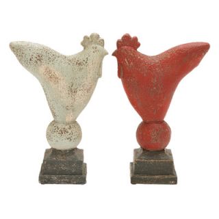 Woodland Imports Simple Rooster Assorted Statue (Set of 2)