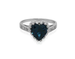 Tiara Collection Sterling Silver London Blue Topaz, White Topaz Accent Ring Jewelry