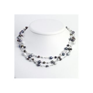 Jewelryweb Sterling Howlite Cultured Pearls Rock Quartz Necklace   54