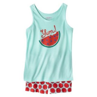 Xhilaration Girls 2 Piece Watermelon Tank Top and Short Pajama Set   Aqua M