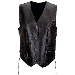 Diamond Plate Ladies' Solid Genuine Leather Vest   Large 