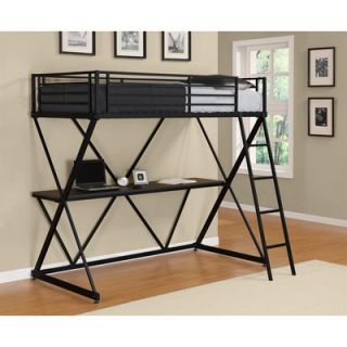 DHP X Shaped Twin Low Loft Bed with Desk