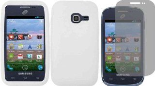 For Samsung Galaxy Centura S738C Silicone Jelly Skin Cover Case White + LCD Screen Protector Cell Phones & Accessories