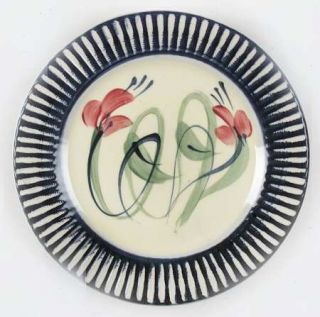 Gail Pittman Maypop Salad Plate, Fine China Dinnerware   Red/Orange Flowers, Gre