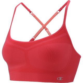 CHAMPION Womens Seamless Crisscross Cami Sports Bra   Size Medium, Red/pink