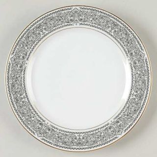 Mikasa Brindisi Salad Plate, Fine China Dinnerware   Black Scrolls On Rim, White