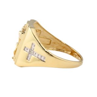 Palm Beach Jewelry 18k Gold/Silver Mens Diamond Crucifix/Cross Ring