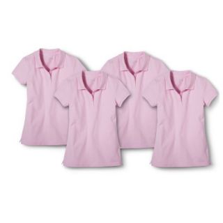 Cherokee Girls School Uniform 4 Pack Short Sleeve Pique Polo   Woodrose Pink M