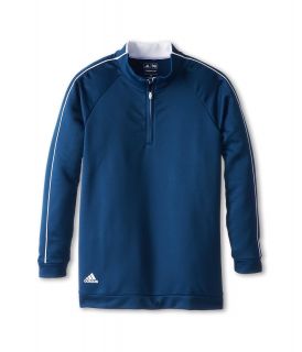 adidas Golf Kids 3 Stripes Piped 1/4 Zip Boys Long Sleeve Pullover (Blue)