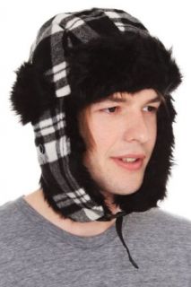 Black And White Plaid Fur Trapper Hat Clothing