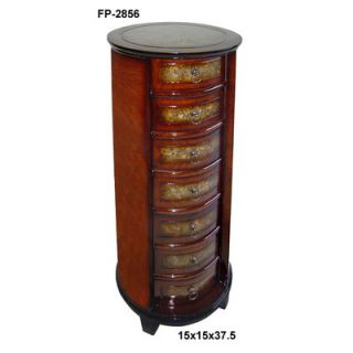 Cheungs Wooden Tall Round 7 Drawer Chest with Ring Handles
