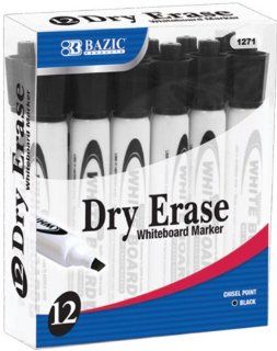 BAZIC Black Chisel Tip Dry Erase Markers (12/Box) Case Pack 72 