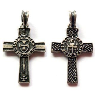 Knights Templar Poor Fellow Soldiers Of Christ And Of The Temple Of Solomon Order Of The Temple Christian Military Two Sided Cross 925 St Sterling Silver Plated Knights Templar Cross 30 x 40 MM 925 Antiqued Silver Finish Two Sided Double Design Crusaders O