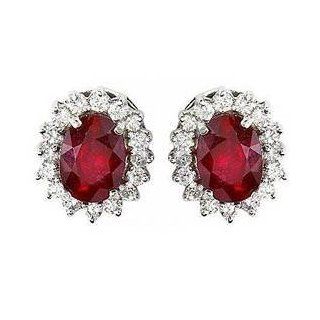 2.21ctw Ruby & Diamond Earrings Set in 14k Solid Gold Bands Jewelry