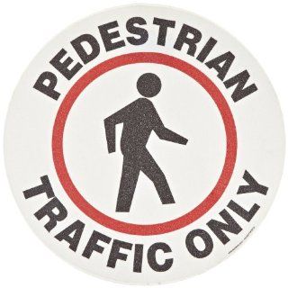 Accuform Signs MFS725 Slip Gard Adhesive Vinyl Round Floor Sign, Legend "PEDESTRIAN TRAFFIC ONLY/SOLO TRANSITO PEATONAL" with Graphic, 17" Diameter, Black/Red on White Industrial Warning Signs
