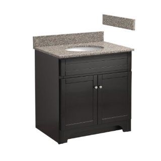 Foremost COEAT3021 8B 30 Inch Columbia Bathroom Vanity Combo with Burlywood Granite Top, Pre Attached Undermount Sink and 8 Inch Centers, Espresso    