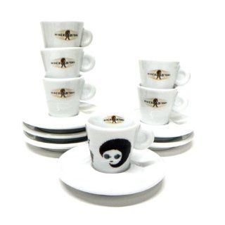 Miscela d'Oro Modern Espresso Coffee Cups and Saucers, Set of 6 Kitchen & Dining