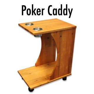 Poker Caddy   Wood Rolling Drink Holder & Table  Sports & Outdoors