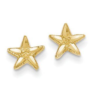 14K Diamond cut Starfish Earrings Jewelry