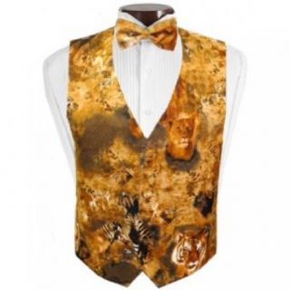 Jungle Animals Tuxedo Vest and Bow Tie Size Large at  Mens Clothing store Apparel Accessories
