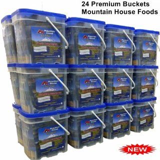 Mountain House Freeze Dried Food 24 Premium Buckets  Long Term up to 25 yrs. (732 servings)  Camping Freeze Dried Food  Sports & Outdoors