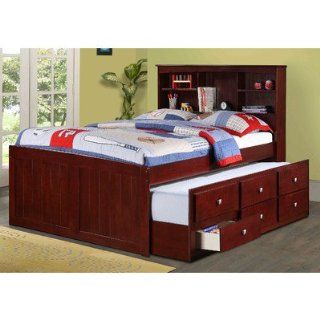 Captain Bed with Trundle and Bookcase Size Full   Childrens Bed Frames