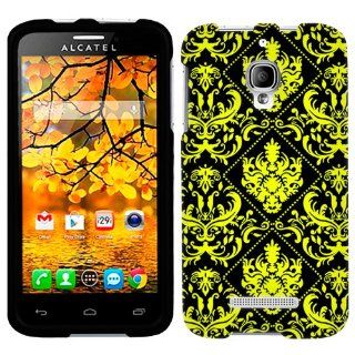 Alcatel OneTouch Fierce Yellow Damask on Black Phone Case Cover Cell Phones & Accessories