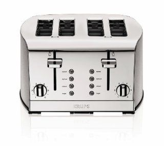 KRUPS KH734D50 Breakfast Set 4 Slice Toaster with Brushed and Chrome Stainless Steel Housing, Silver Kitchen & Dining