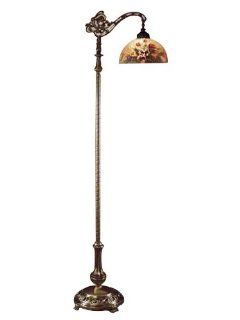 Dale Tiffany 10057/757 Rose Dome Downbridge Floor Lamp, Antique Bronze and Glass Shade    