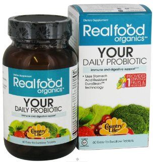 Country Life Real Food Organics Your Daily Probiotic   60 Tablet Health & Personal Care