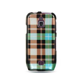 Blue Brown Plaid Hard Cover Case for Samsung Exhibit 4G SGH T759 Cell Phones & Accessories